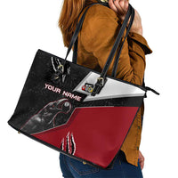 Personalized Raven Billiards Leather Tote Bag with Dark Cemetery Scene and Red Eye Crow Artwork - Wonder Print Shop