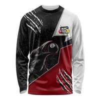 Personalized Raven Billiards Long Sleeve Shirt with Dark Cemetery Scene and Red Eye Crow Artwork - Wonder Print Shop