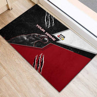 Personalized Raven Billiards Rubber Doormat with Dark Cemetery Scene and Red Eye Crow Artwork - Wonder Print Shop