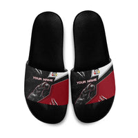 Personalized Raven Billiards Slide Sandals with Dark Cemetery Scene and Red Eye Crow Artwork - Wonder Print Shop