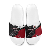 Personalized Raven Billiards Slide Sandals with Dark Cemetery Scene and Red Eye Crow Artwork - Wonder Print Shop