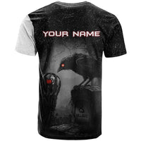 Personalized Raven Billiards T Shirt with Dark Cemetery Scene and Red Eye Crow Artwork - Wonder Print Shop