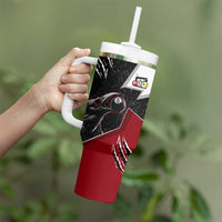 Personalized Raven Billiards Tumbler With Handle with Dark Cemetery Scene and Red Eye Crow Artwork - Wonder Print Shop