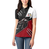 Personalized Raven Billiards Women Polo Shirt with Dark Cemetery Scene and Red Eye Crow Artwork - Wonder Print Shop