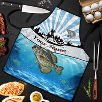 Personalized Crappie Fishing Apron with Lake Water Splash Scene and Sunrise Silhouette Angler Design - Wonder Print Shop