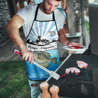 Personalized Crappie Fishing Apron with Lake Water Splash Scene and Sunrise Silhouette Angler Design - Wonder Print Shop
