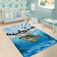 Personalized Crappie Fishing Area Rug with Lake Water Splash Scene and Sunrise Silhouette Angler Design - Wonder Print Shop