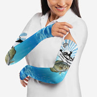 Personalized Crappie Fishing Arm Sleeves with Lake Water Splash Scene and Sunrise Silhouette Angler Design - Wonder Print Shop