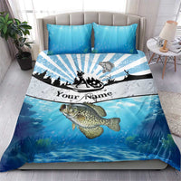Personalized Crappie Fishing Bedding Set with Lake Water Splash Scene and Sunrise Silhouette Angler Design - Wonder Print Shop