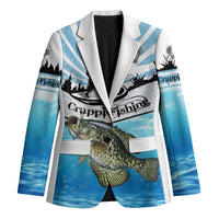 Personalized Crappie Fishing Blazer with Lake Water Splash Scene and Sunrise Silhouette Angler Design - Wonder Print Shop