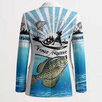 Personalized Crappie Fishing Blazer with Lake Water Splash Scene and Sunrise Silhouette Angler Design - Wonder Print Shop