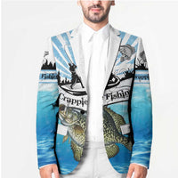 Personalized Crappie Fishing Blazer with Lake Water Splash Scene and Sunrise Silhouette Angler Design - Wonder Print Shop