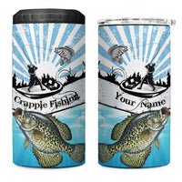 Personalized Crappie Fishing 4 in 1 Can Cooler Tumbler with Lake Water Splash Scene and Sunrise Silhouette Angler Design - Wonder Print Shop