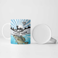 Personalized Crappie Fishing Ceramic Mug with Lake Water Splash Scene and Sunrise Silhouette Angler Design - Wonder Print Shop