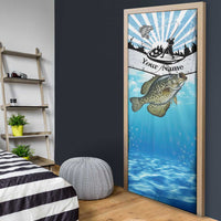 Personalized Crappie Fishing Door Cover with Lake Water Splash Scene and Sunrise Silhouette Angler Design - Wonder Print Shop