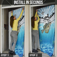 Personalized Crappie Fishing Door Cover with Lake Water Splash Scene and Sunrise Silhouette Angler Design - Wonder Print Shop