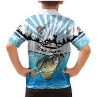 Personalized Crappie Fishing Family Matching Mermaid Dress and Hawaiian Shirt with Lake Water Splash Scene and Sunrise Silhouette Angler Design - Wonder Print Shop