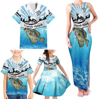 Personalized Crappie Fishing Family Matching Tank Maxi Dress and Hawaiian Shirt with Lake Water Splash Scene and Sunrise Silhouette Angler Design - Wonder Print Shop