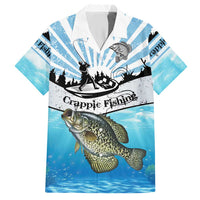 Personalized Crappie Fishing Hawaiian Shirt with Lake Water Splash Scene and Sunrise Silhouette Angler Design - Wonder Print Shop