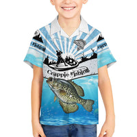 Personalized Crappie Fishing Hawaiian Shirt with Lake Water Splash Scene and Sunrise Silhouette Angler Design - Wonder Print Shop