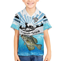 Personalized Crappie Fishing Kid Hawaiian Shirt with Lake Water Splash Scene and Sunrise Silhouette Angler Design - Wonder Print Shop