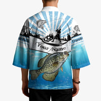 Personalized Crappie Fishing Kimono with Lake Water Splash Scene and Sunrise Silhouette Angler Design - Wonder Print Shop