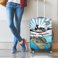 Personalized Crappie Fishing Luggage Cover with Lake Water Splash Scene and Sunrise Silhouette Angler Design - Wonder Print Shop