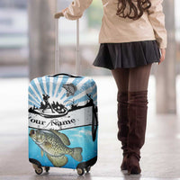 Personalized Crappie Fishing Luggage Cover with Lake Water Splash Scene and Sunrise Silhouette Angler Design - Wonder Print Shop