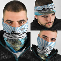 Personalized Crappie Fishing Neck Gaiter with Lake Water Splash Scene and Sunrise Silhouette Angler Design - Wonder Print Shop