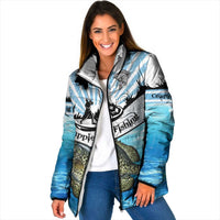 Personalized Crappie Fishing Padded Jacket with Lake Water Splash Scene and Sunrise Silhouette Angler Design - Wonder Print Shop