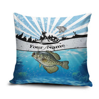 Personalized Crappie Fishing Pillow Cover with Lake Water Splash Scene and Sunrise Silhouette Angler Design - Wonder Print Shop