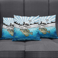 Personalized Crappie Fishing Pillow Cover with Lake Water Splash Scene and Sunrise Silhouette Angler Design - Wonder Print Shop