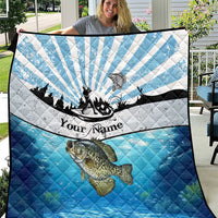 Personalized Crappie Fishing Quilt with Lake Water Splash Scene and Sunrise Silhouette Angler Design - Wonder Print Shop