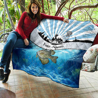 Personalized Crappie Fishing Quilt with Lake Water Splash Scene and Sunrise Silhouette Angler Design - Wonder Print Shop