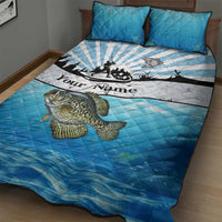 Personalized Crappie Fishing Quilt Bed Set with Lake Water Splash Scene and Sunrise Silhouette Angler Design - Wonder Print Shop