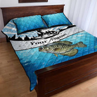 Personalized Crappie Fishing Quilt Bed Set with Lake Water Splash Scene and Sunrise Silhouette Angler Design - Wonder Print Shop