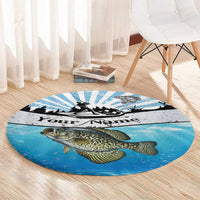 Personalized Crappie Fishing Round Carpet with Lake Water Splash Scene and Sunrise Silhouette Angler Design - Wonder Print Shop