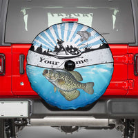 Personalized Crappie Fishing Spare Tire Cover with Lake Water Splash Scene and Sunrise Silhouette Angler Design - Wonder Print Shop