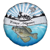 Personalized Crappie Fishing Spare Tire Cover with Lake Water Splash Scene and Sunrise Silhouette Angler Design - Wonder Print Shop