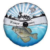 Personalized Crappie Fishing Spare Tire Cover with Lake Water Splash Scene and Sunrise Silhouette Angler Design - Wonder Print Shop