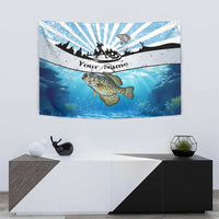 Personalized Crappie Fishing Tapestry with Lake Water Splash Scene and Sunrise Silhouette Angler Design - Wonder Print Shop