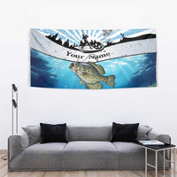 Personalized Crappie Fishing Tapestry with Lake Water Splash Scene and Sunrise Silhouette Angler Design - Wonder Print Shop