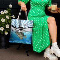 Personalized Crappie Fishing Tote Bag with Lake Water Splash Scene and Sunrise Silhouette Angler Design - Wonder Print Shop