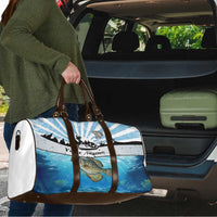Personalized Crappie Fishing Travel Bag with Lake Water Splash Scene and Sunrise Silhouette Angler Design - Wonder Print Shop