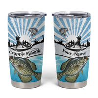 Personalized Crappie Fishing Tumbler Cup with Lake Water Splash Scene and Sunrise Silhouette Angler Design - Wonder Print Shop