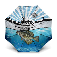 Personalized Crappie Fishing Umbrella with Lake Water Splash Scene and Sunrise Silhouette Angler Design - Wonder Print Shop