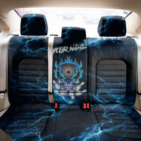 Personalized Bowling Skull Back Car Seat Cover with Blue Flame Energy and Electric Lightning Strike Pattern - Wonder Print Shop