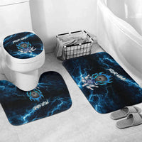 Personalized Bowling Skull Bathroom Set with Blue Flame Energy and Electric Lightning Strike Pattern - Wonder Print Shop