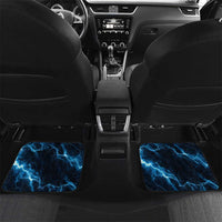 Personalized Bowling Skull Car Mats with Blue Flame Energy and Electric Lightning Strike Pattern - Wonder Print Shop