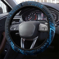 Bowling Skull Steering Wheel Cover with Blue Flame Energy and Electric Lightning Strike Pattern - Wonder Print Shop